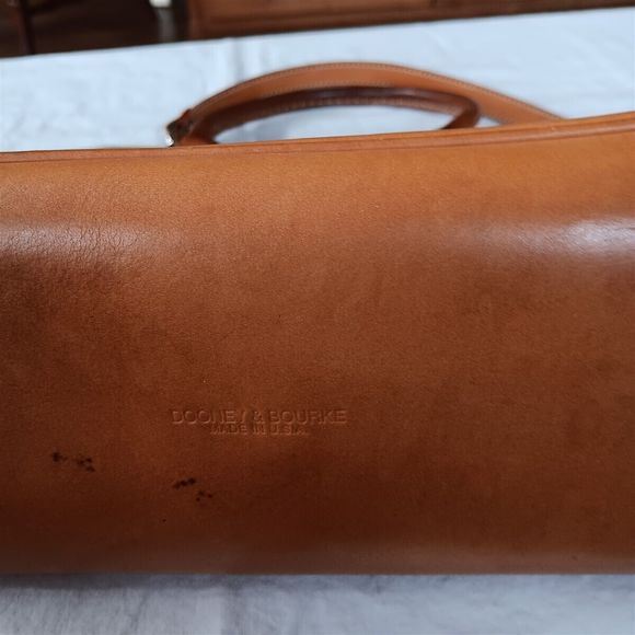 Vtg Dooney & Bourke Satchel Domed Shoulder Strap Leather & Canvas Monogram 80s - Picture 8 of 11